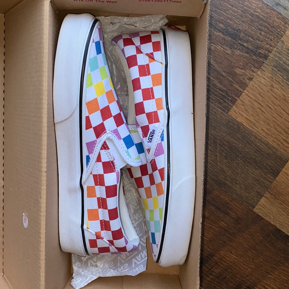 Rainbow checkered Vans